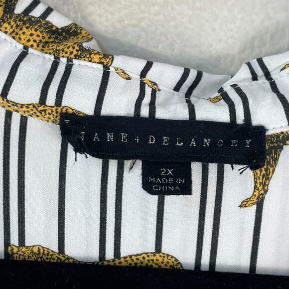 Jane + Delancey Womens Plus 2X Button Up Shirt Cheetah Print Blouse Long Sleeve - Picture 3 of 10